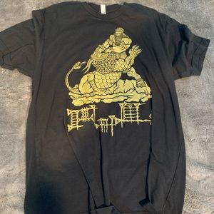 Raskol Gilgamesh Metallic gold print shirt Large